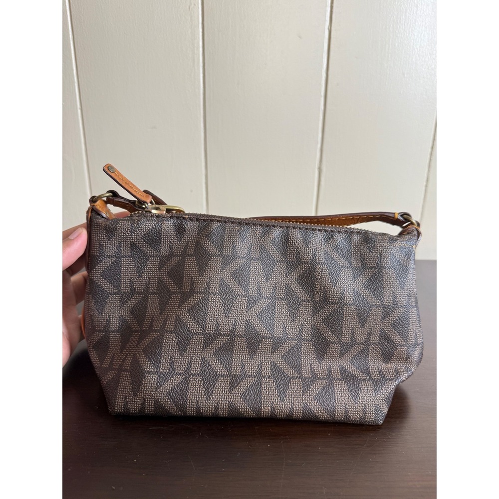 Michael Kors Clutches & Wristlets Women's Brown Monogram Small Bag Purse Y2K